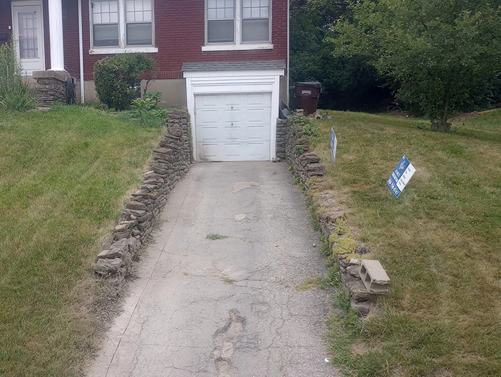 Retaining wall after