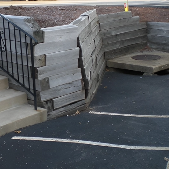 Retaining wall after