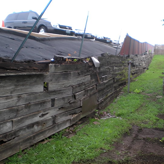 Retaining wall after