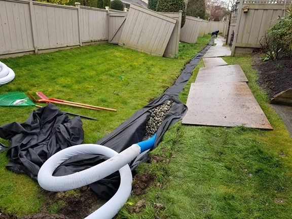 French drain installation for yard drainage Cincinnati